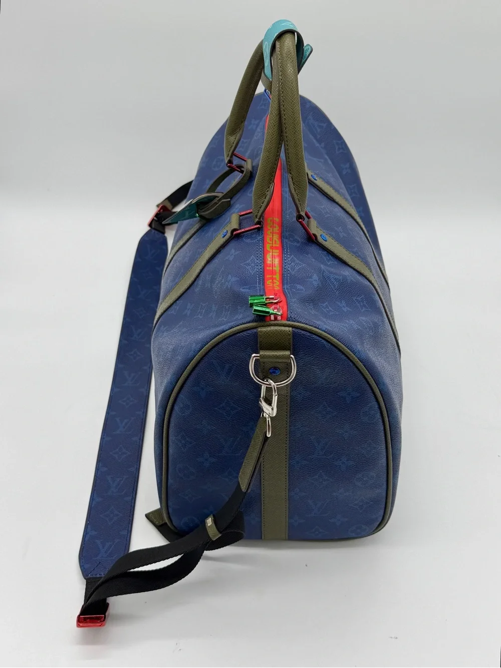 Louis Vuitton Blue Taigarama Monogram Keepall Bandouliere 50